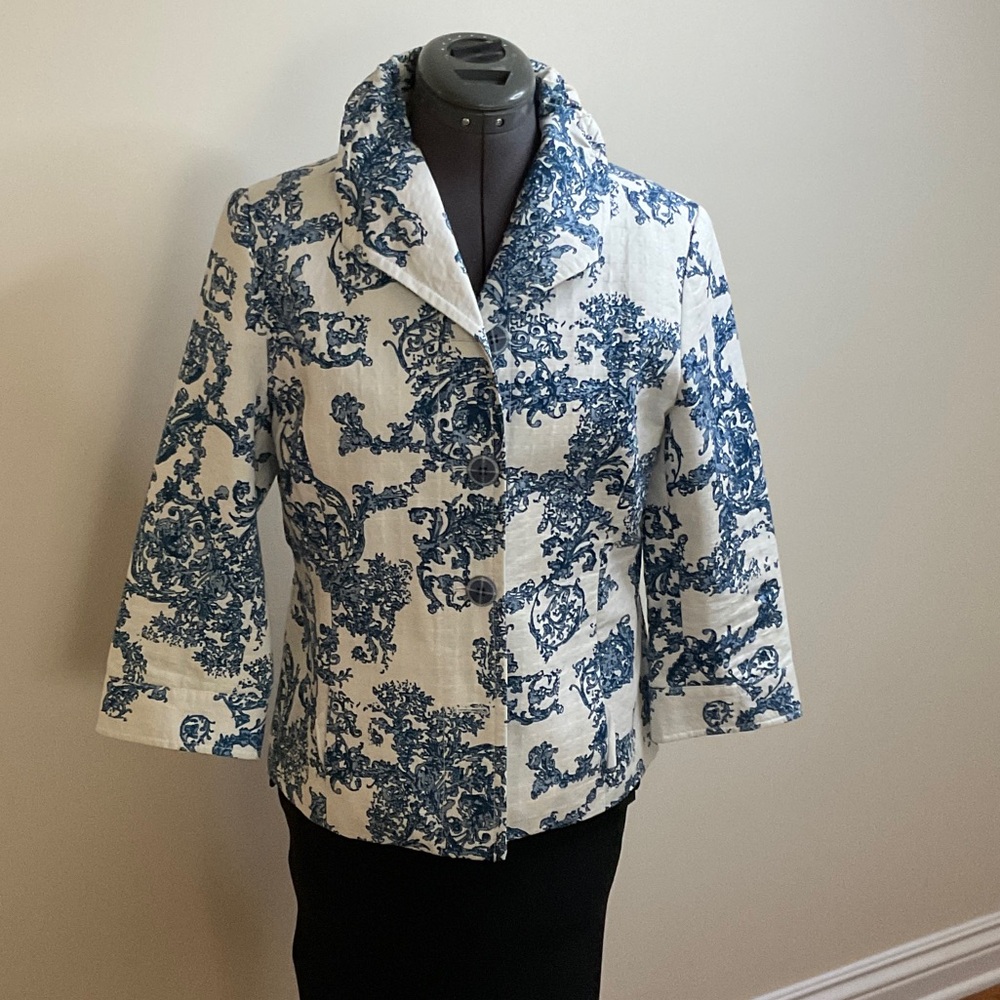 Elegant Blue and White Women's Jacket